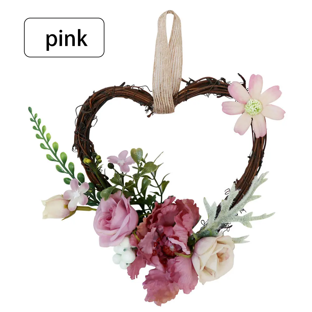 Домашняя гирлянда из ротанга в форме сердца имитация настенные цветок украшения