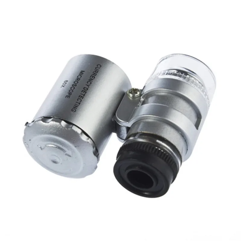 

Мини Регулируемая 60X компактная увеличительная Лупа ювелирные изделия Карманная Лупа Петля для монет светодиодная подсветка