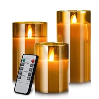 3pcsset flameless led candles flickering real wax fake flame battery candles for weddingfestival decorations