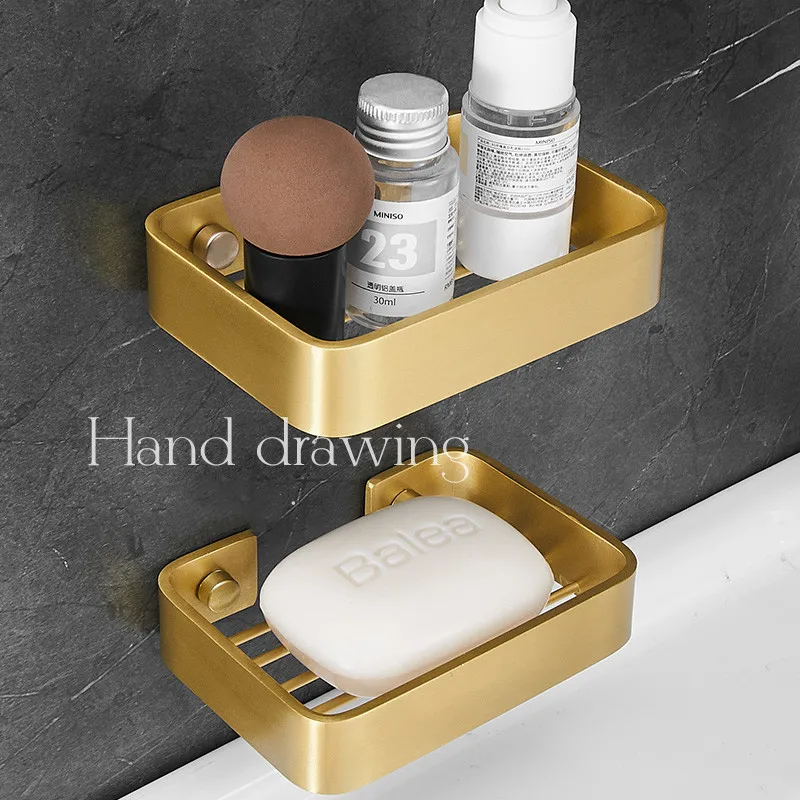 Ванная комната мыльница Золотой пространство алюминиевая сплав зеркало для