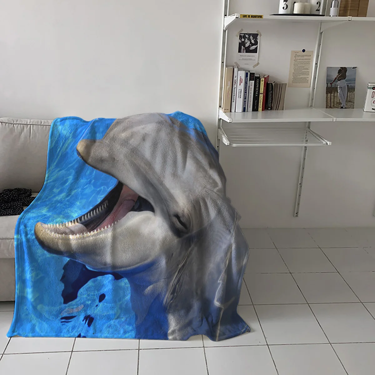 Голубое море животное голова дельфина весна и осень мягкое фланелевое одеяло для