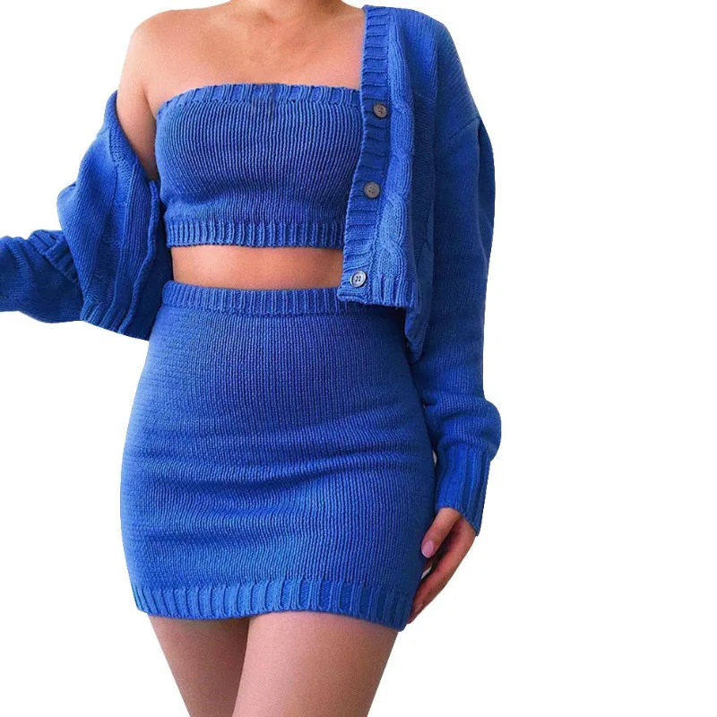 Сексуальная зимняя Женская Весенняя Клубная одежда комплект из 3 предметов