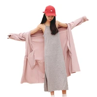 2021 fashion winter trench coat womens thicken pink cardigan casual autumn coats long sleeves lapel duster female windbreaker