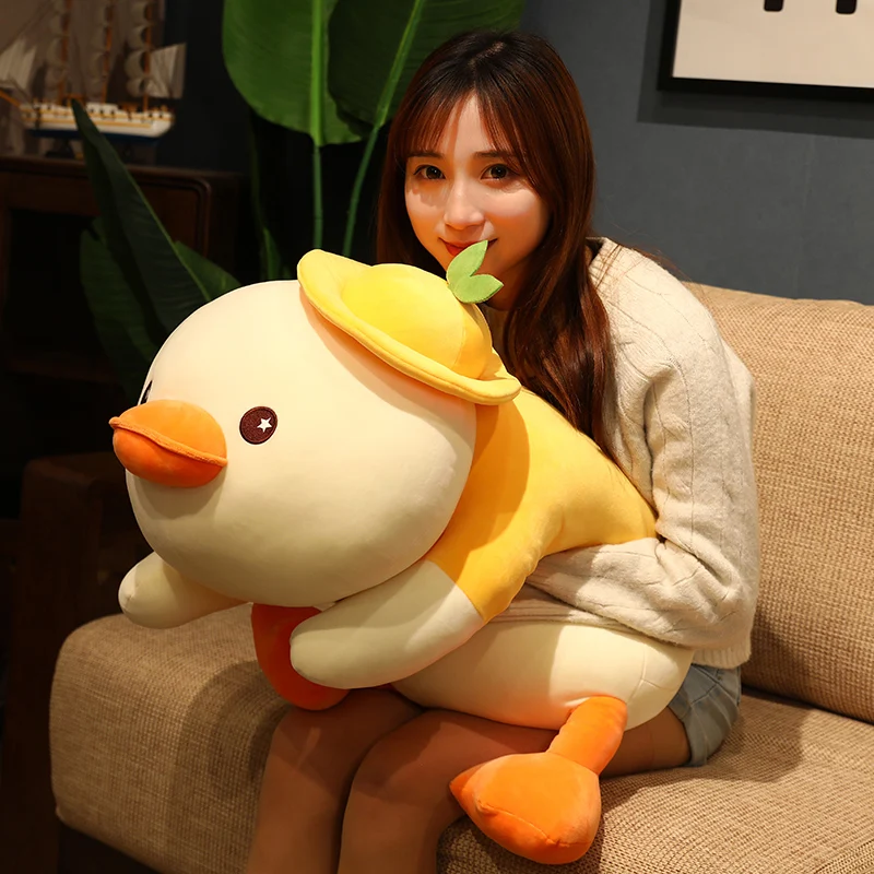 

1pc 45-85cm cute spring outing duck series plush pillow toy soft stuffed animal duck doll holiday gift for kids and girls