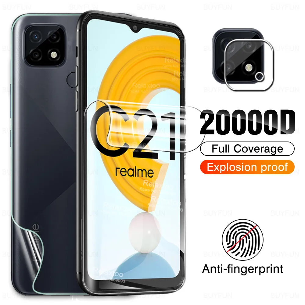 

3in1 Hydrogel Film On For Oppo Realme C21 Screen Protector with Lens Glass For Realme C 21 Real me C21 6.5'' Protective Films