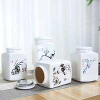 orchid bamboo printing tea box organizer dry fruit storage jars coffee sugar container cans ceramic tea jar canister 1014 8cm