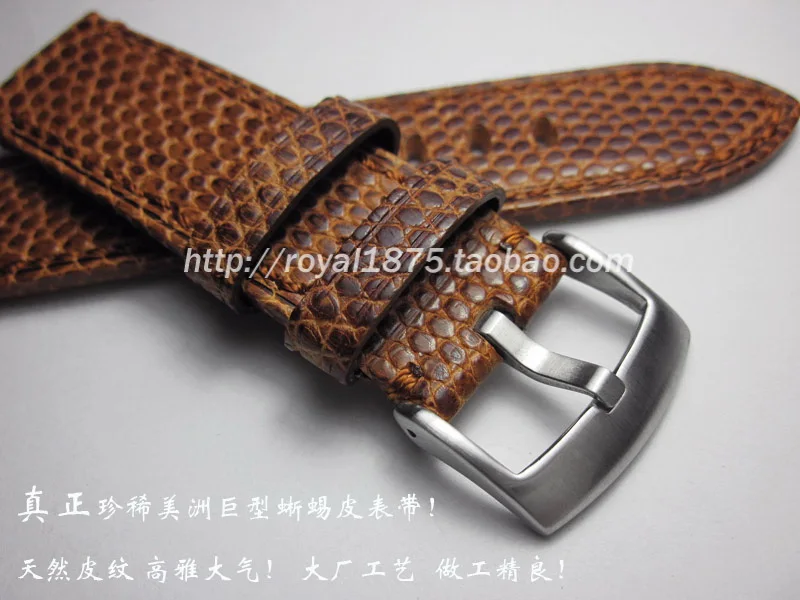 Watchbands 20mm 22mm High-quality lizard leather Genuine Leather Dark Brown Man Women Handmade Vintage Wrist Watch Band Strap