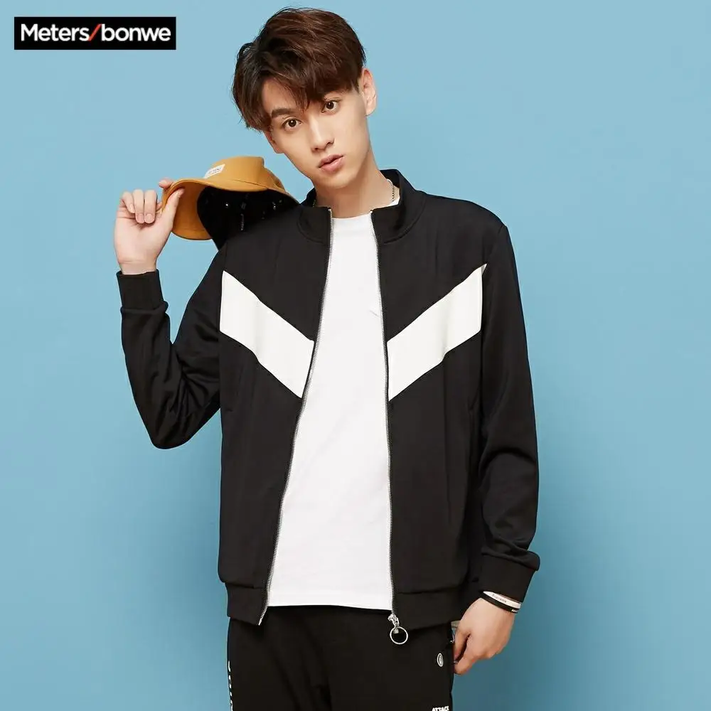Metersbonwe мужские повседневные толстовки на молнии с панелями модная новинка