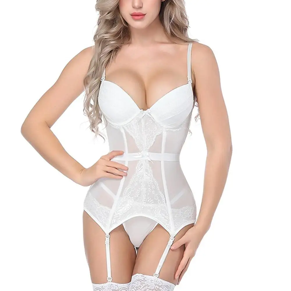 

Europe And The United States Erotic Lingerie Suit Sleeveless Sexy Perspective White Shaping Vest Women's Underwear#
