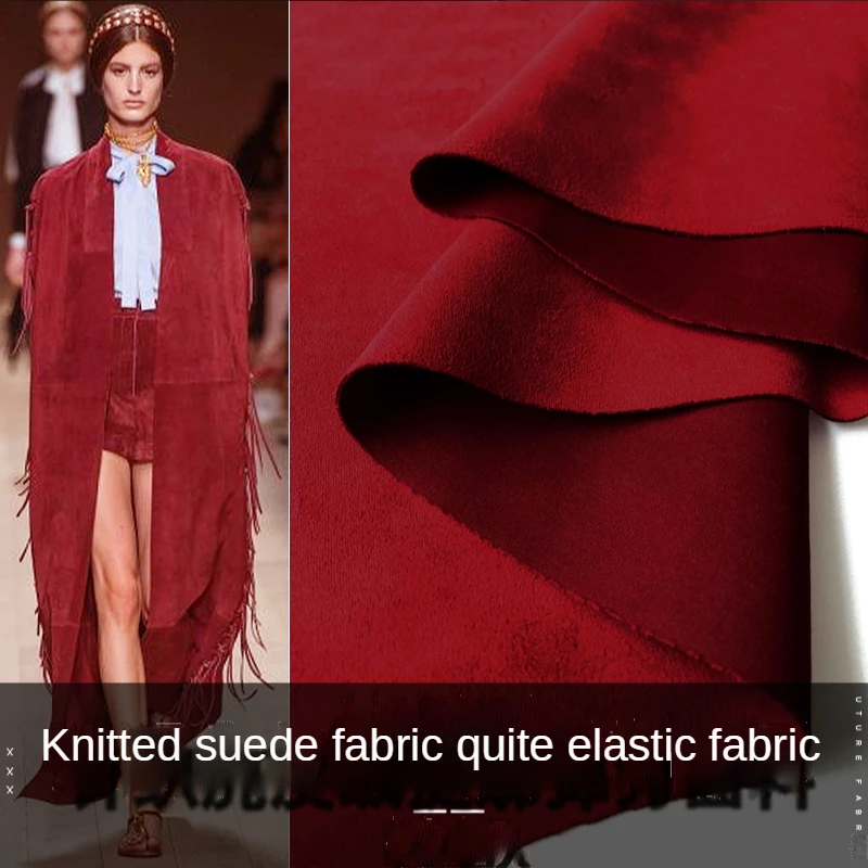 Замшевая ткань трикотажная для шитья платьев одежды пальто модная эластичная