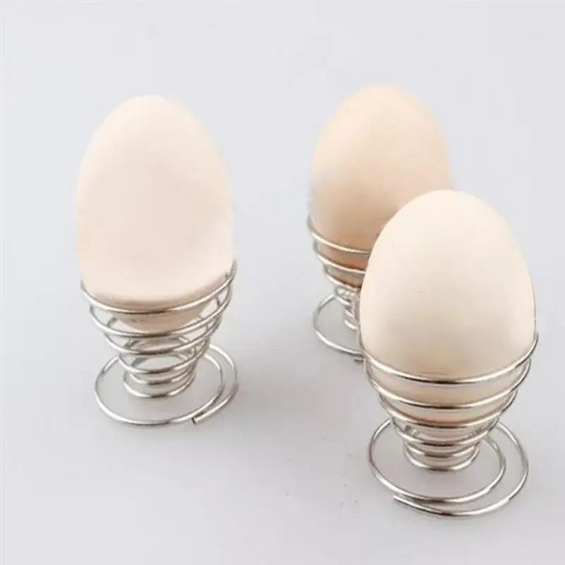 

Solid Metal Egg Cup Spiral Kitchen Breakfast Hard Boiled Spring Holder Egg Cup Household Baking Kitchen Assosseries Dropping