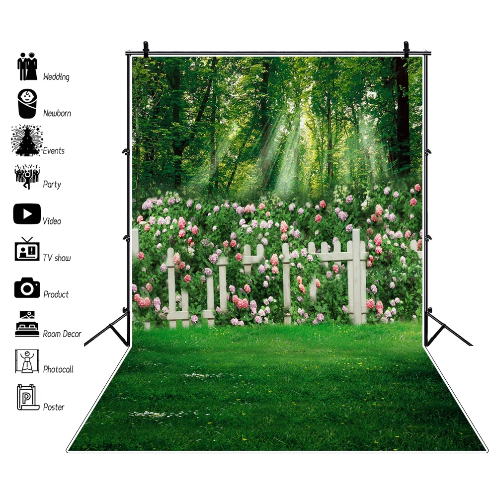 Виниловый фон для фотосъемки с изображением весеннего цветка зеленого парка