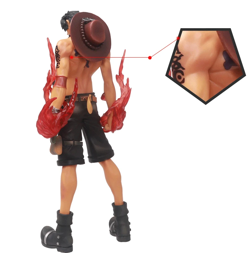 

25cm Super Cool PVC Cartoon Anime One Piece Standing Fire Fist Ace Figurine Model Kids Toy Decoration