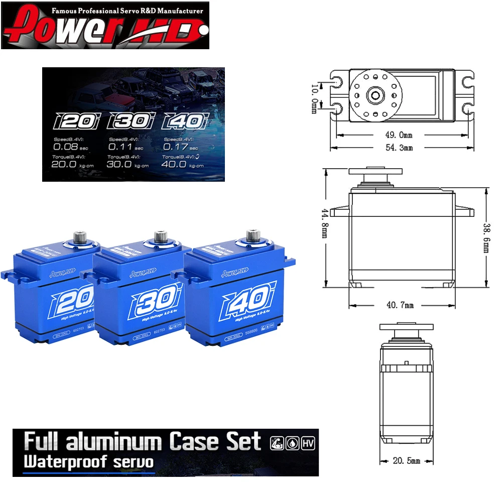 Мощность HD WH20/WH30/WH40 6,0-8,4 V Высокая Напряжение крутящий момент полный Алюминий чехол Водонепроницаемый серво совместим с TRX4/KM5 для RC автомобиль игрушка