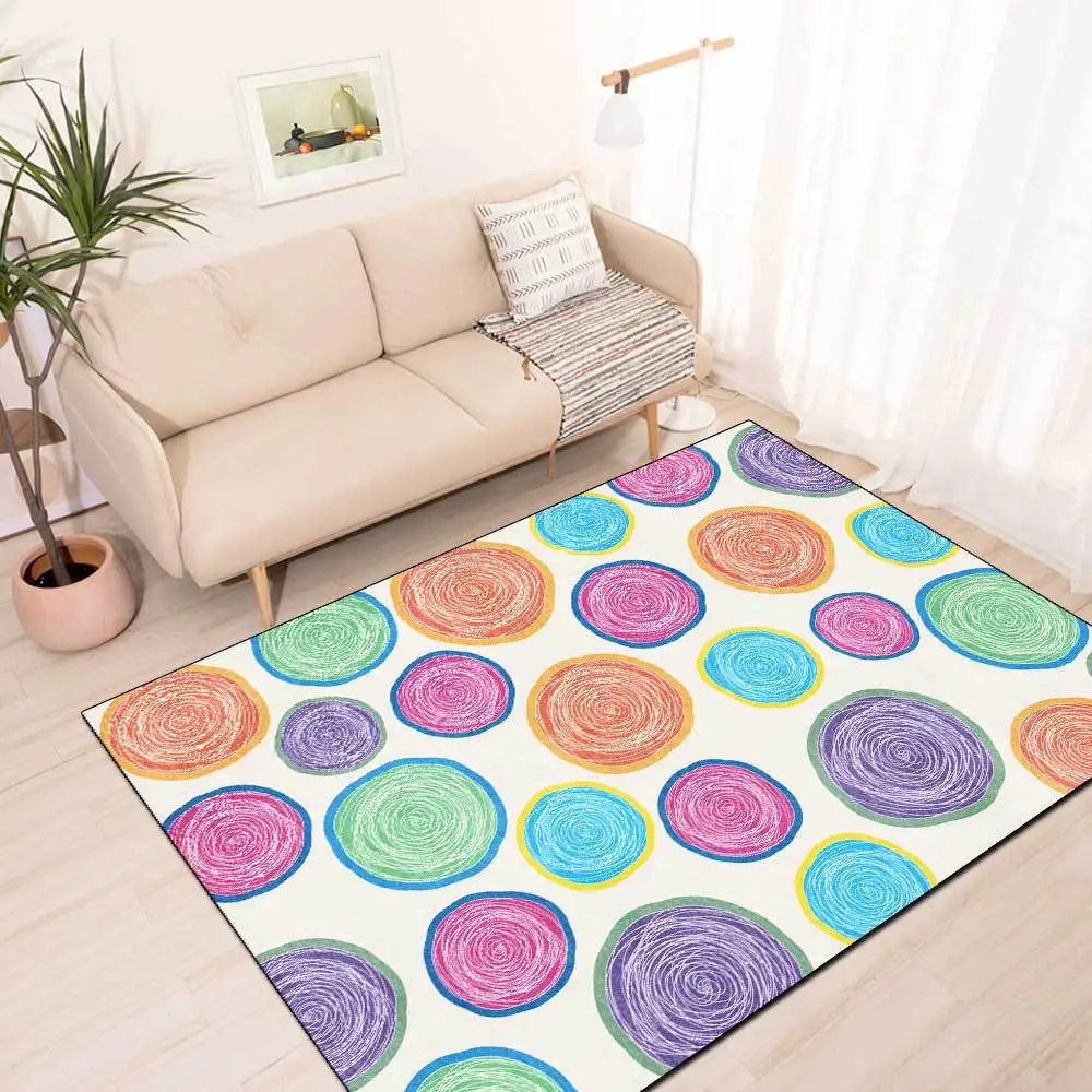 Коврик в скандинавском стиле серый синий желтый Мультяшные круглые коврики для