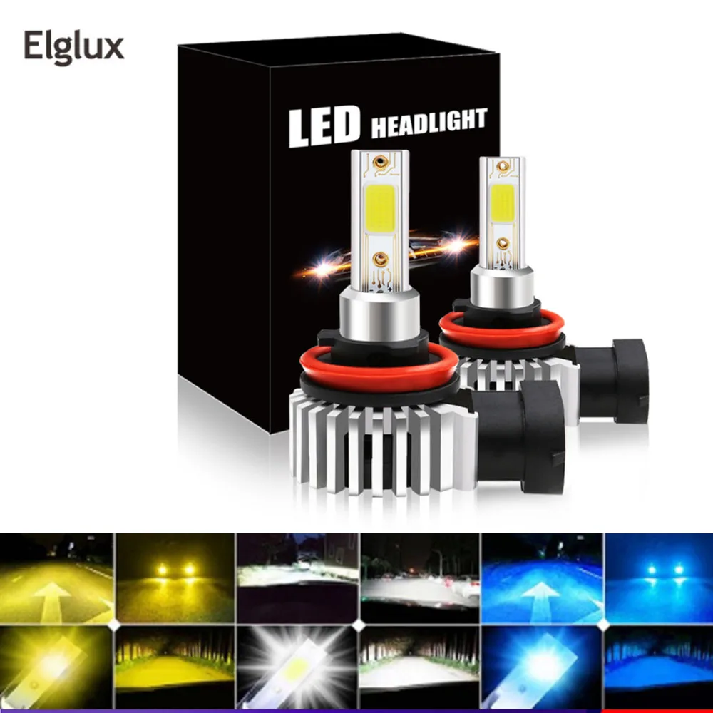 

Elglux 2pcs H11 H8 H7 9006 LED 880 H1 H3 9005 HB3 HB4 Led Headlight Bulbs 80W 12000LM 3000K 6000K 8000K Car Styling Lights