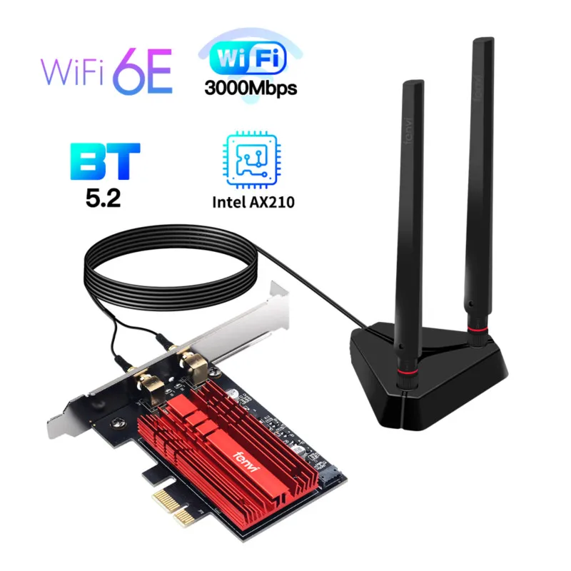 Fenvi Wifi 6E 3000Mbps Intel AX210 Bluetooth 5.2 PCIe Adapter 802.11ax AX200NGW Network Wlan Card Wireless Desktop | Компьютеры и офис