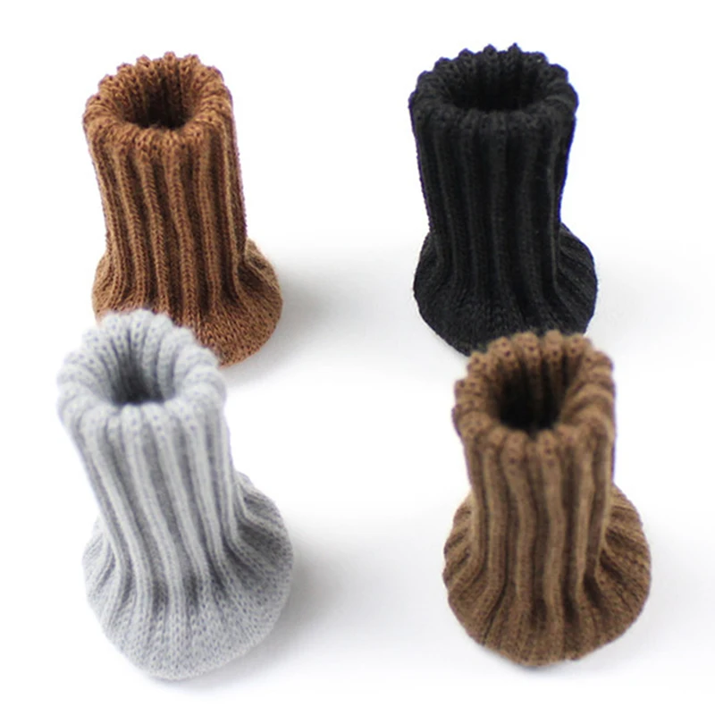 

4 PCS Knitted Chair Leg Socks High Elastic Furniture Socks Pads Non-Slip Furniture Feet Caps Covers For Protect Floor