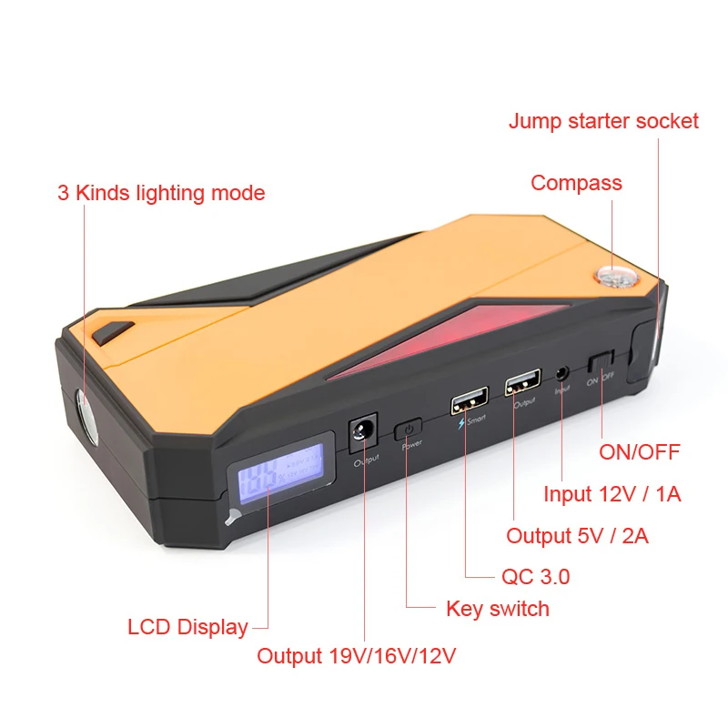 Пусковое устройство для автомобиля 18000 мАч пусковое экстренного запуска с супер
