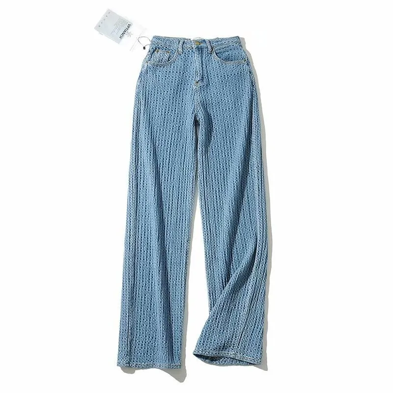 

Джинсовые брюки с широкими штанинами, завышенной талией и карманами на поясе, DLZK527, лето 2021