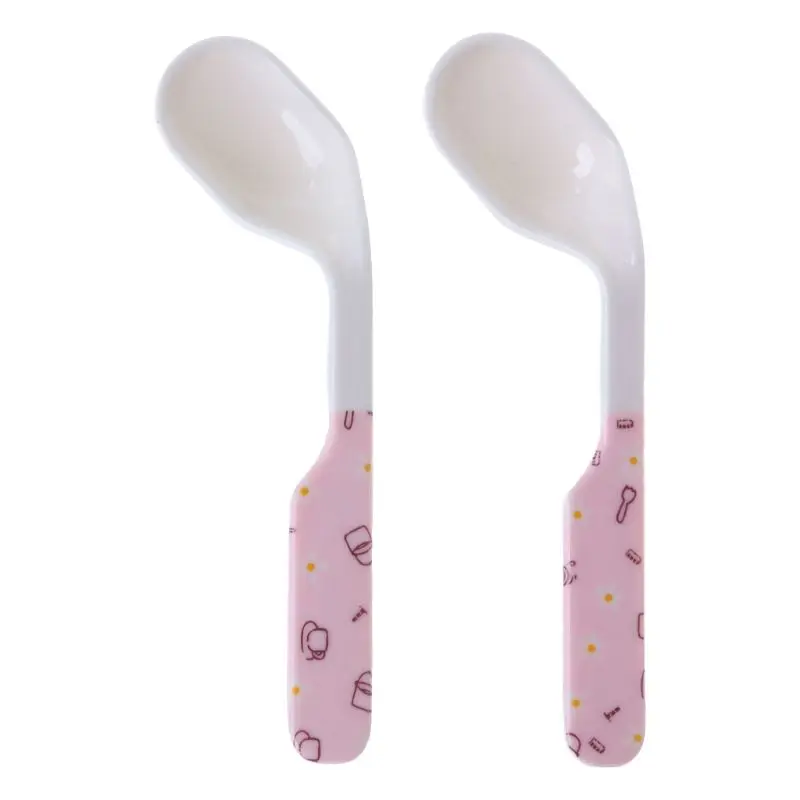 

Baby Spoon Feeding Training Kids Infant Toddler Scoop Cutlery Tableware Food Bend Head Curved Utensils Children Learning