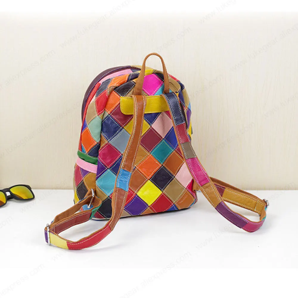 Рюкзак из натуральной кожи ручной работы красочные сумки для женщин маленькие