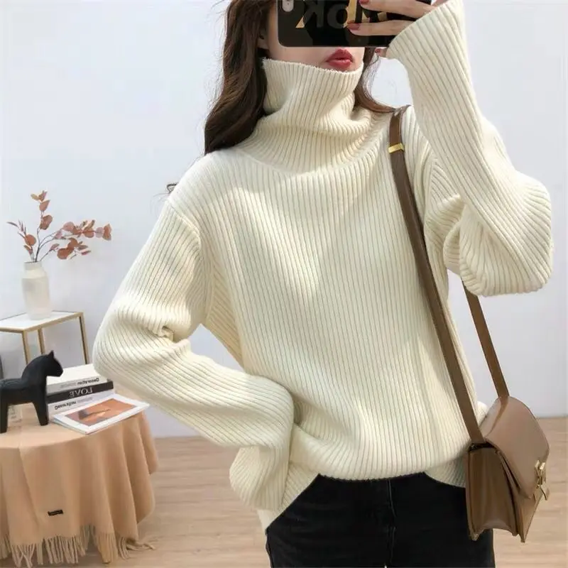 

Turtleneck sweater women's new winter foreign style lazy Joker loose pullover wear high-end bottoming sweater
