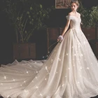 Женское свадебное платье с вышивкой Dioflyusa, винтажное элегантное платье цвета шампанского с вырезом лодочкой, роскошное романтичное бальное платье для невесты, 2021
