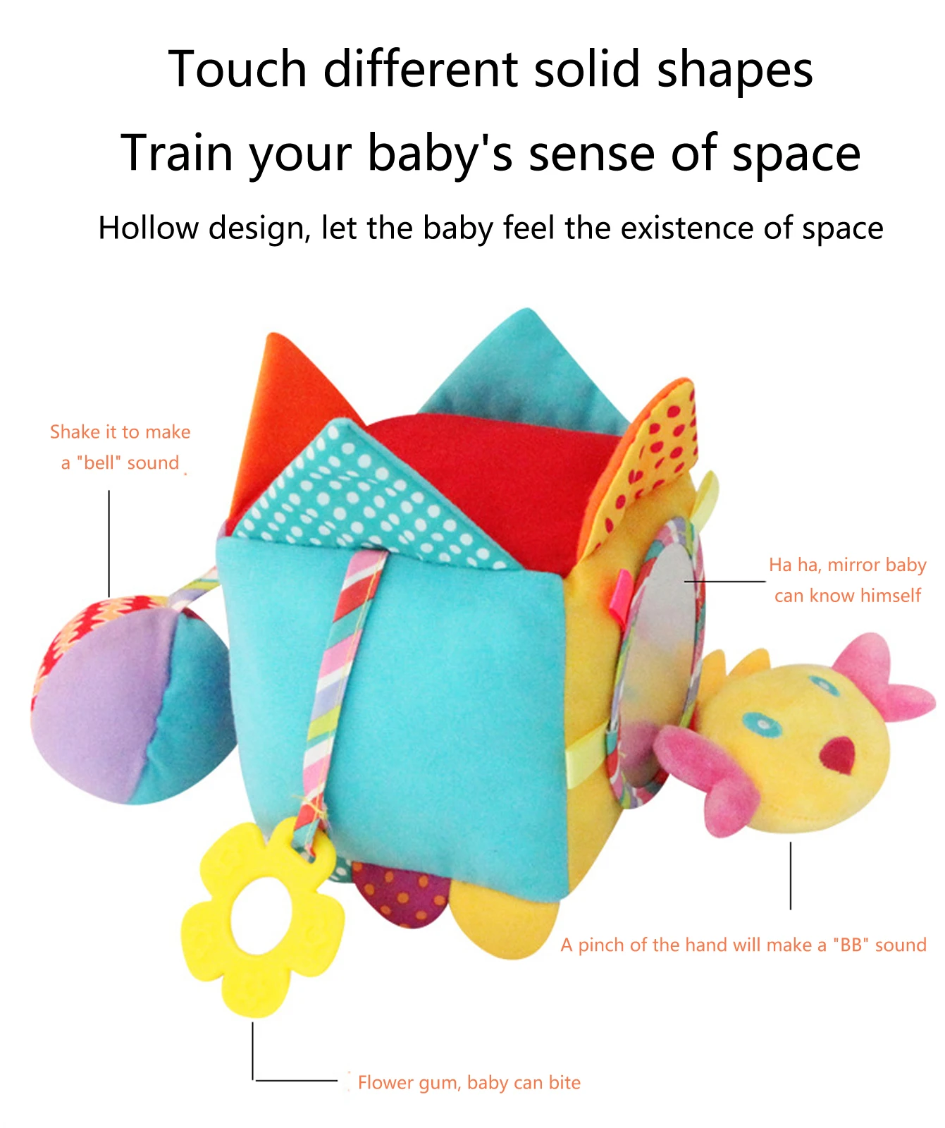 

Baby Hand Catching Ball with Bell Flower Teether Mirror Bright Color Early Educational Toy Infant Plush Hand Catching Ball