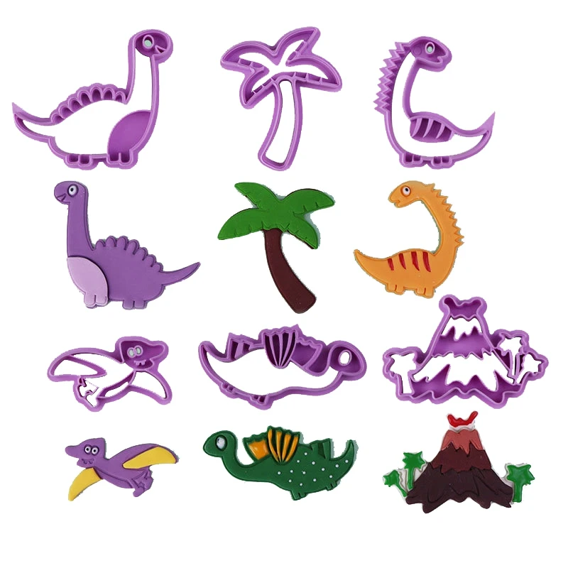 

6Pcs Selling Biscuit Moulds Set Plastic 6PCS Fashion Dinosaur Pattern Cookie Cutters Chocolate Moulds Bakeware Solid Color