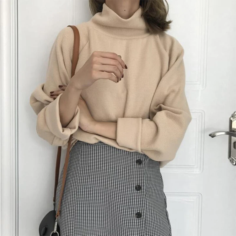 Turtleneck sweater autumn winter Knitted Jumper Women's Sweaters Casual Loose Long Sleeve jacket Pullovers female PP-484 | Женская