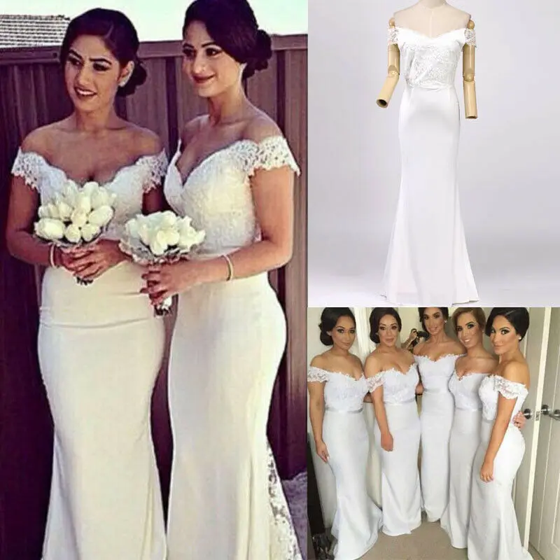

Wedding Party Long Formal Cocktail Ball Bridesmaid GreenLace Prom Gown Dress