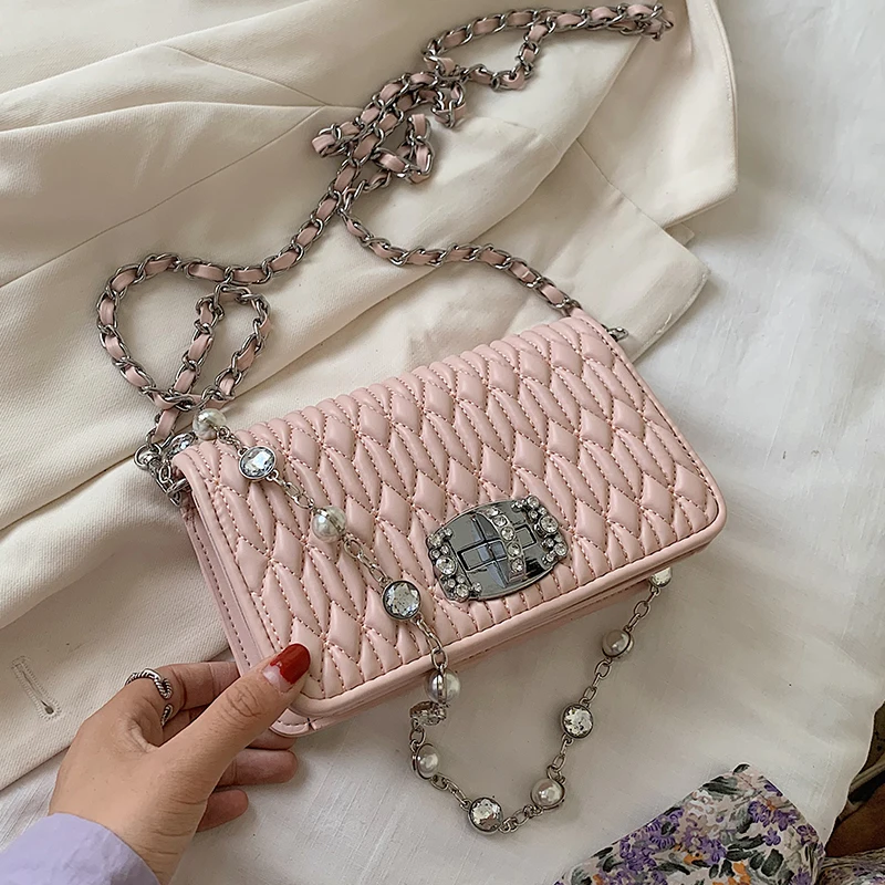 

2020 Louis Luxury Handbag Women Bags Design fold Leather Shoulder Bag Brand Hand Purse Ladys Crossbody Bag Solid Color Chains