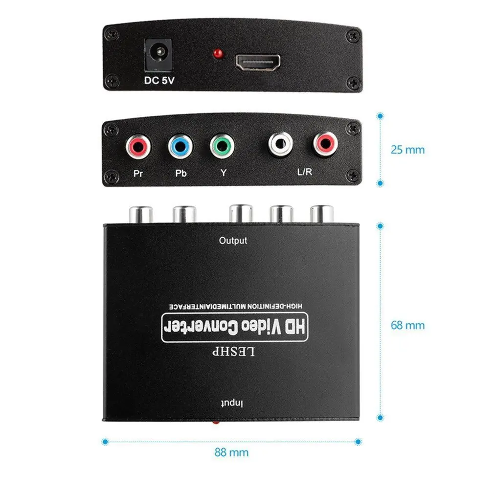 

HDMI-compatible to RGB Component Video R/L Audio Adapter HD TV HD Video Converter 2 Channel LPCM 1.65gbps/165mhz US Plug