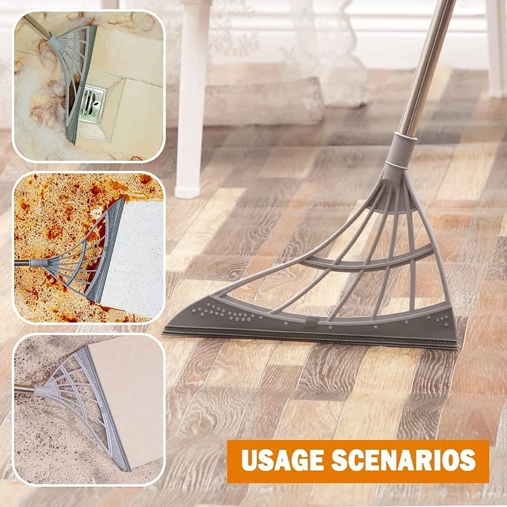 

Hand Push Rubber Broom Sweeper Magic Broom Floor Wiper Squeegee for Floor Cleaning Floor Squeegee Sweeping Brush Pet Hair Broom