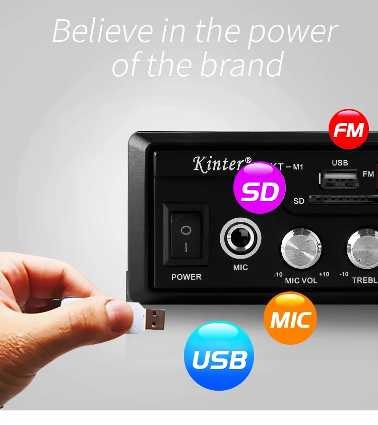 Kinter M1 MP3 bluetooth усилитель аудио 2 канала tda7266 с sd usb ввод FM Радио мощность vu метр