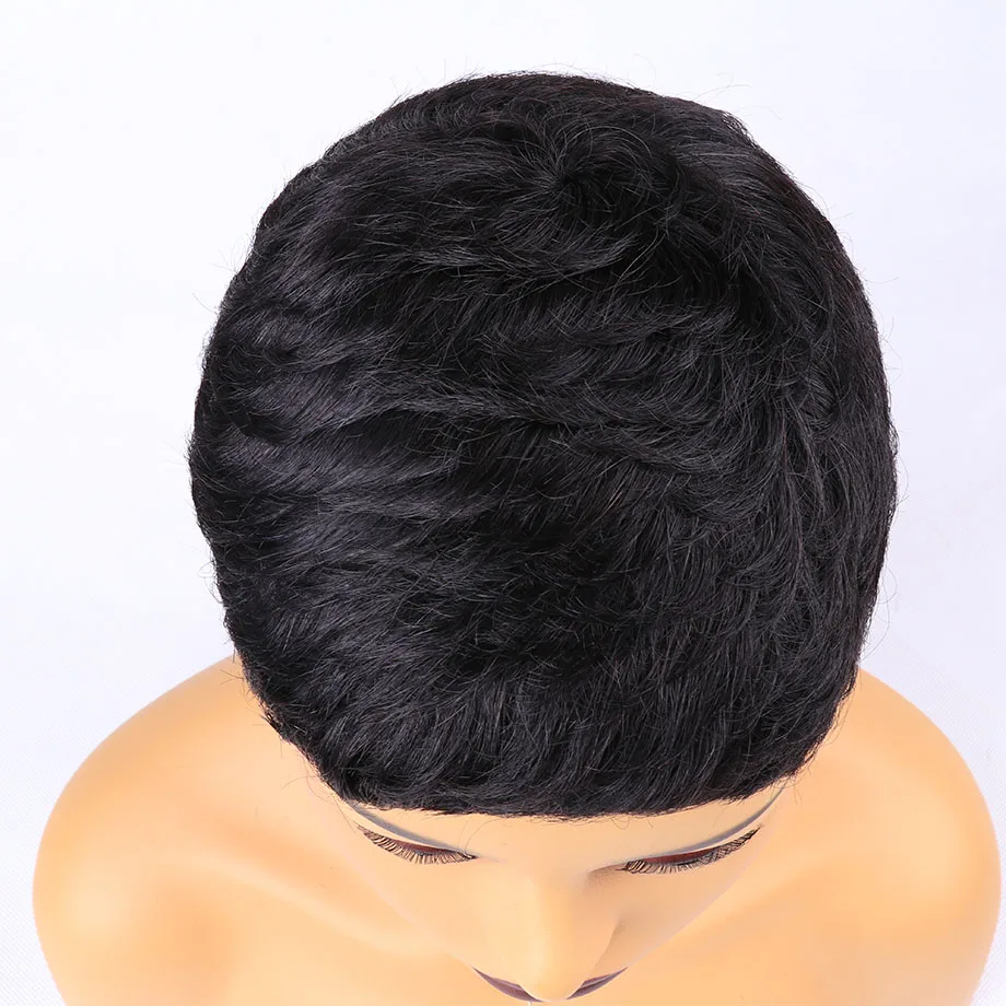 Парик Pixie Cut натуральные кудри Короткие парики человеческие волосы для черных