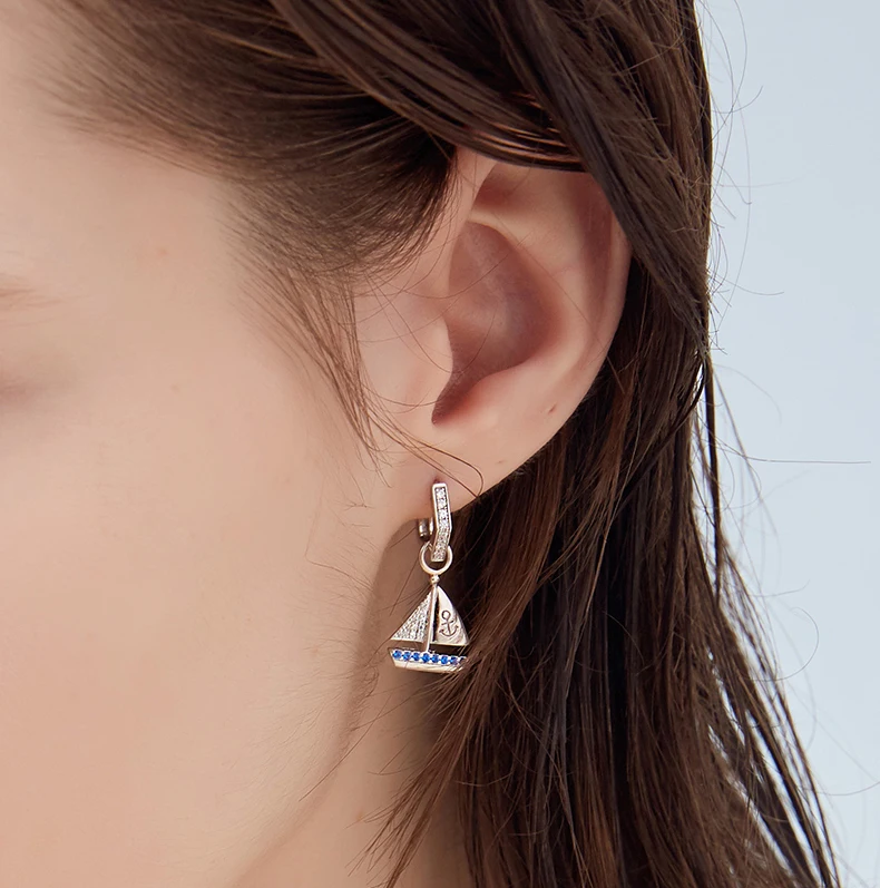 Женские богемные серьги с силивером подвески рулем якорь и лодка подарочные