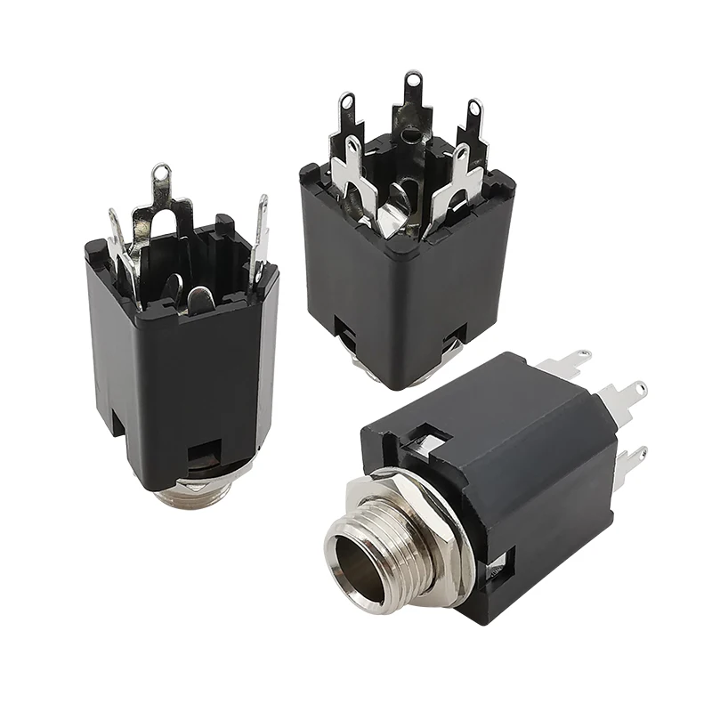 

1/2/5Pcs 6.35mm Headphone Plug Socket 1/4 inch Connector with Nut 3 Pin 5 Pin Audio Female Jack PJ612A
