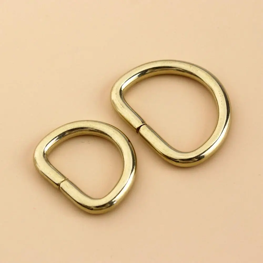 2Pcs Solid Brass D Rings Buckles for Bag Strap Belt Purse Webbing Dog Collar 10-38mm Inner Width Leather Craft DIY Accessories