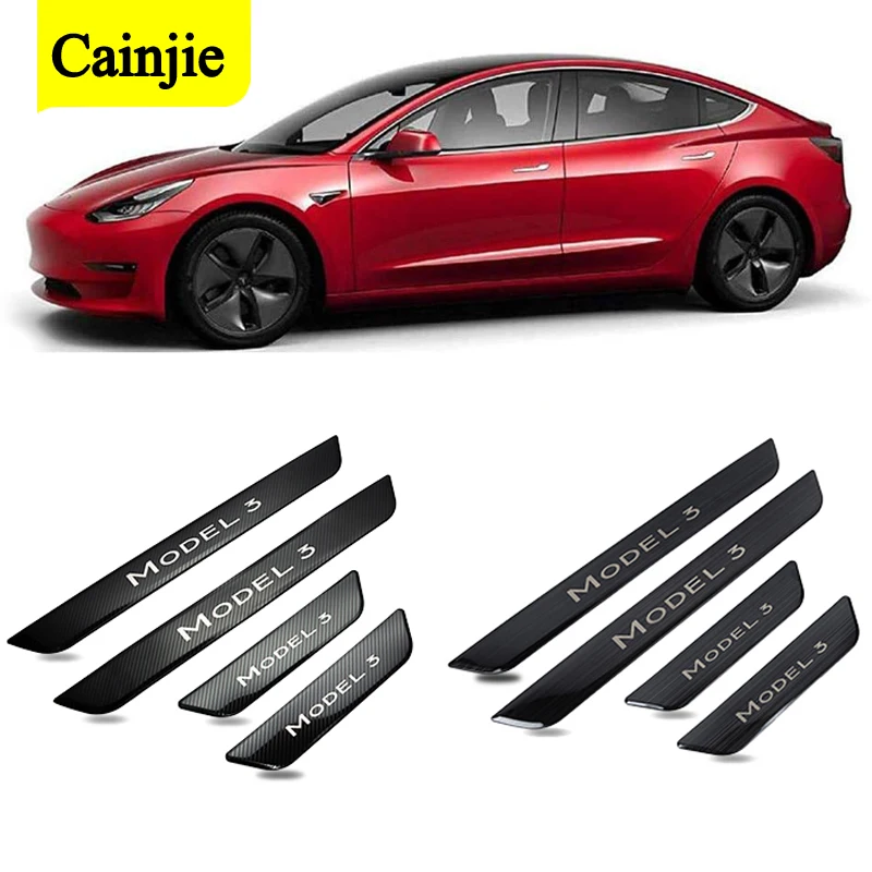 2021New модель 3 Стикеры порога протектор скребок педаль бампера полосы для Tesla