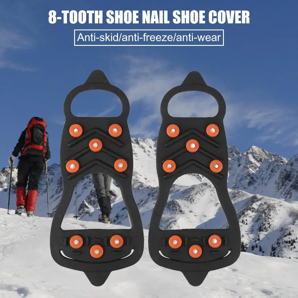 

Durable Crampons Climbing Anti Slip Shoes Cover Easy to Package Not Easy to Fall Off 8 Studs Snow Shoe Spiked Grips Cleats