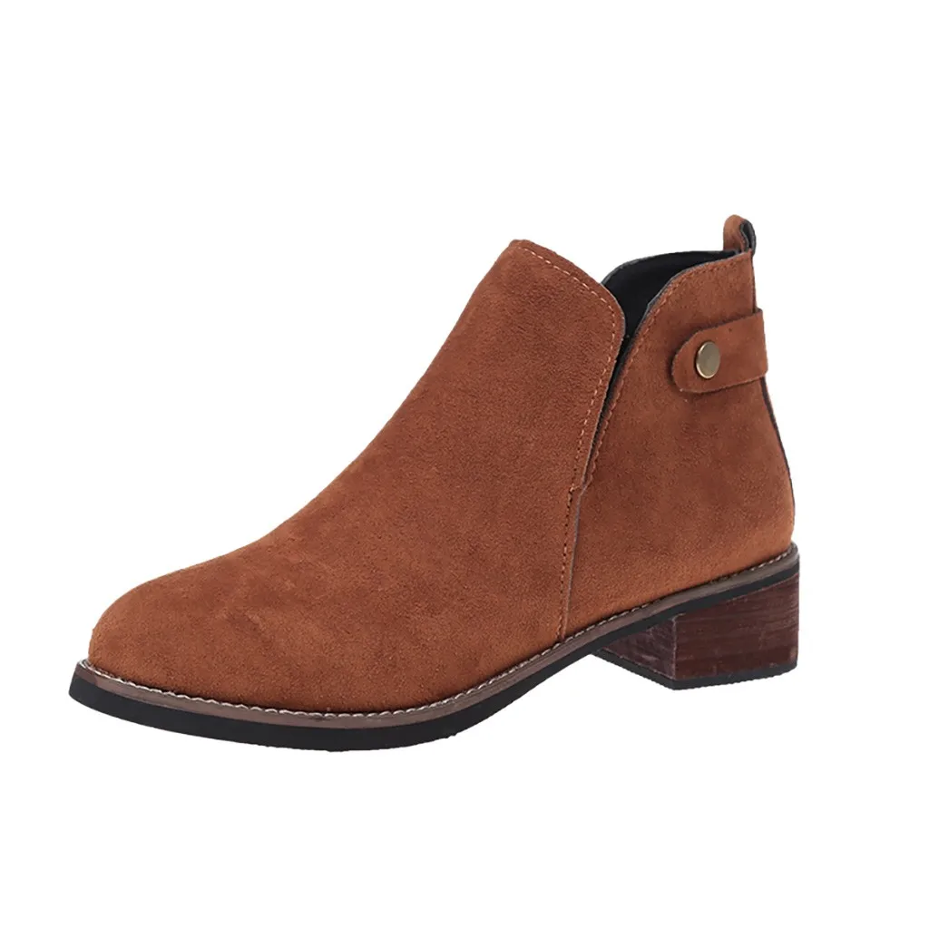 Женские замшевые коричневые ботильоны для женщин модные осенне зимние ботинки