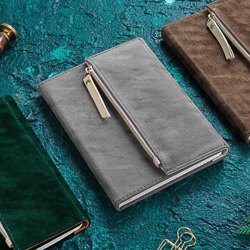 Diary Notebook Pencil case Tri-fold Portable B6 Velvet Office School Supplies Storage Bag Travel Journal Stationary Gift