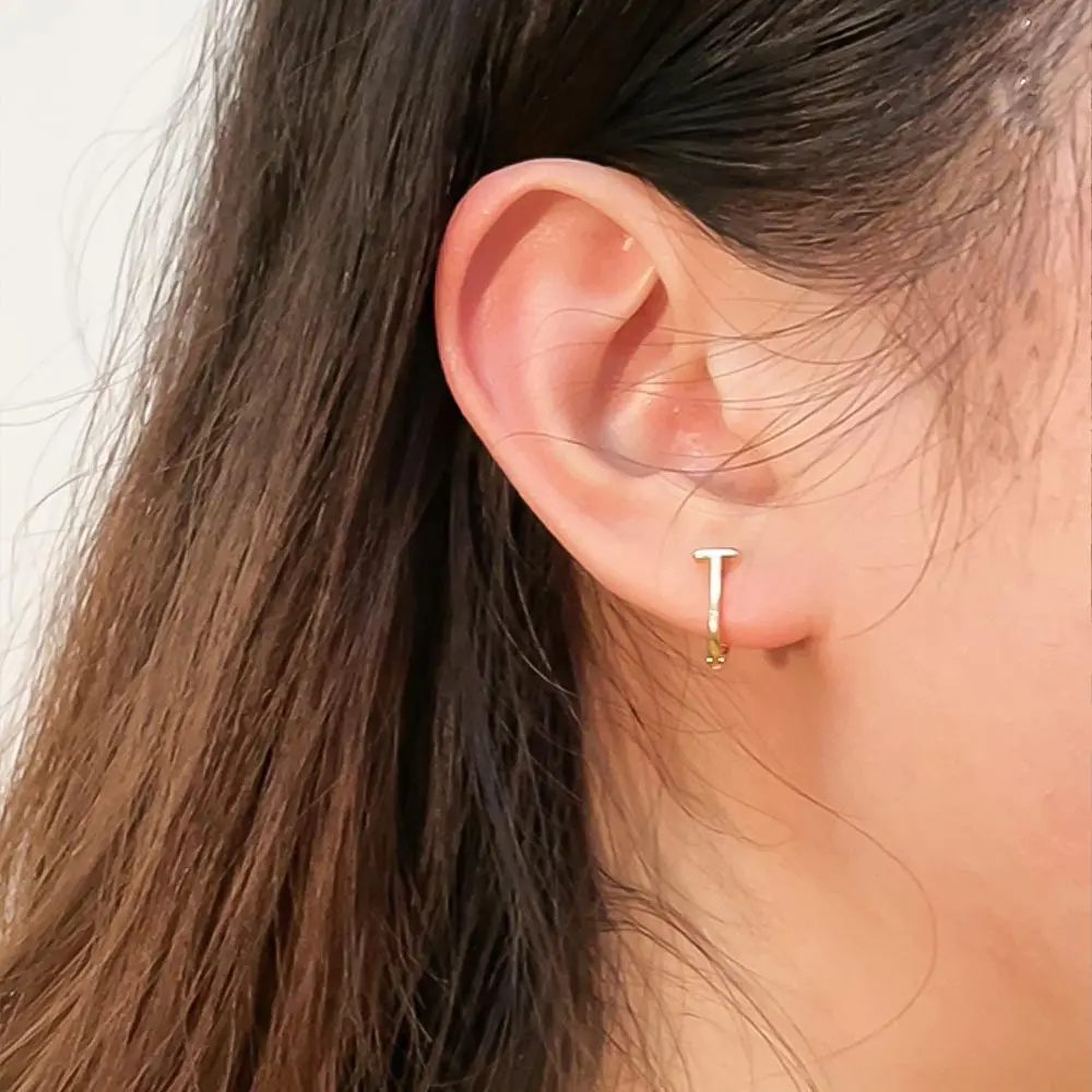 Металлические серьги в форме буквы т минималистичные геометрические кольца с