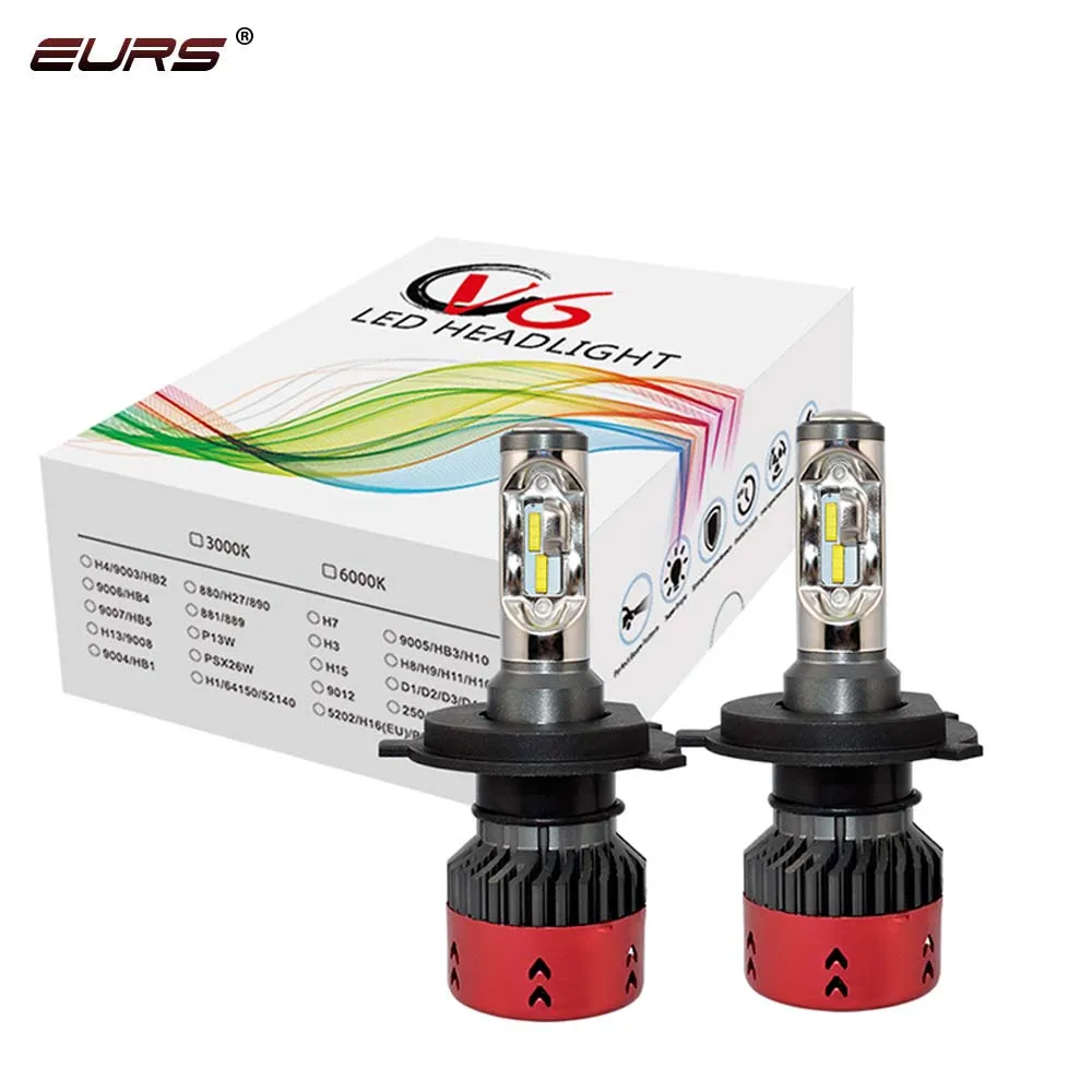 

EURS Car Headlight H4 Hi/Lo Beam LED H7 H11 H13 9005 9006 9007 H15 5202 PSX24W D1 9600lm 6000K V6 Auto Headlamp Fog Light Bulbs