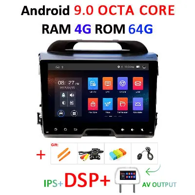 9.0 4G 64G DSP-AVOUT " 4G 64G Android 9,0 DSP ips AV выход автомобильный dvd-плеер для KIA sportage 2011- gps экран Навигация стерео радио приемник - Цвет: 9.0 4G 64G DSP-AVOUT