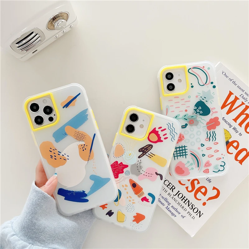 

Cartoon Graffiti painting shell for iPhone 12Pro 13 13Pro 13Promax 11Pro XS XR XSMAX 7 8 8plus 11 12 11Promax 12Promax soft case