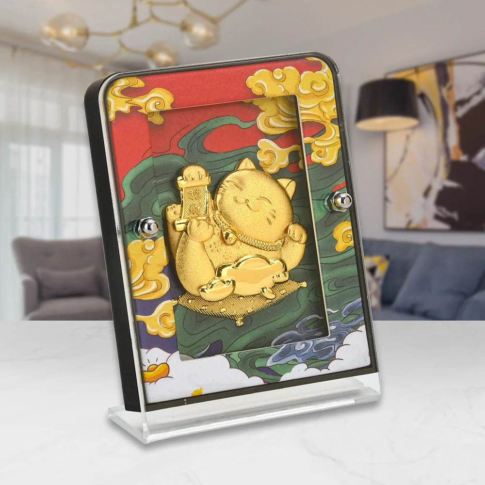 

Lucky Cat Statue Sculpture Table Decoration Miniature Figurine Gold Foil Car Ornament Crafts Modern Living Room Desk Home Decor