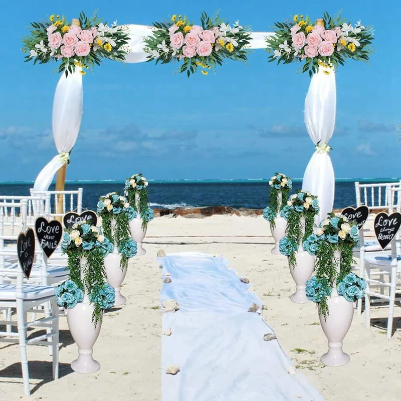 

Artificial Rose Flower Swag Hanging Greenery Wreath for Home Party Front Door Window Wall Tabletop Wedding Arch Decor